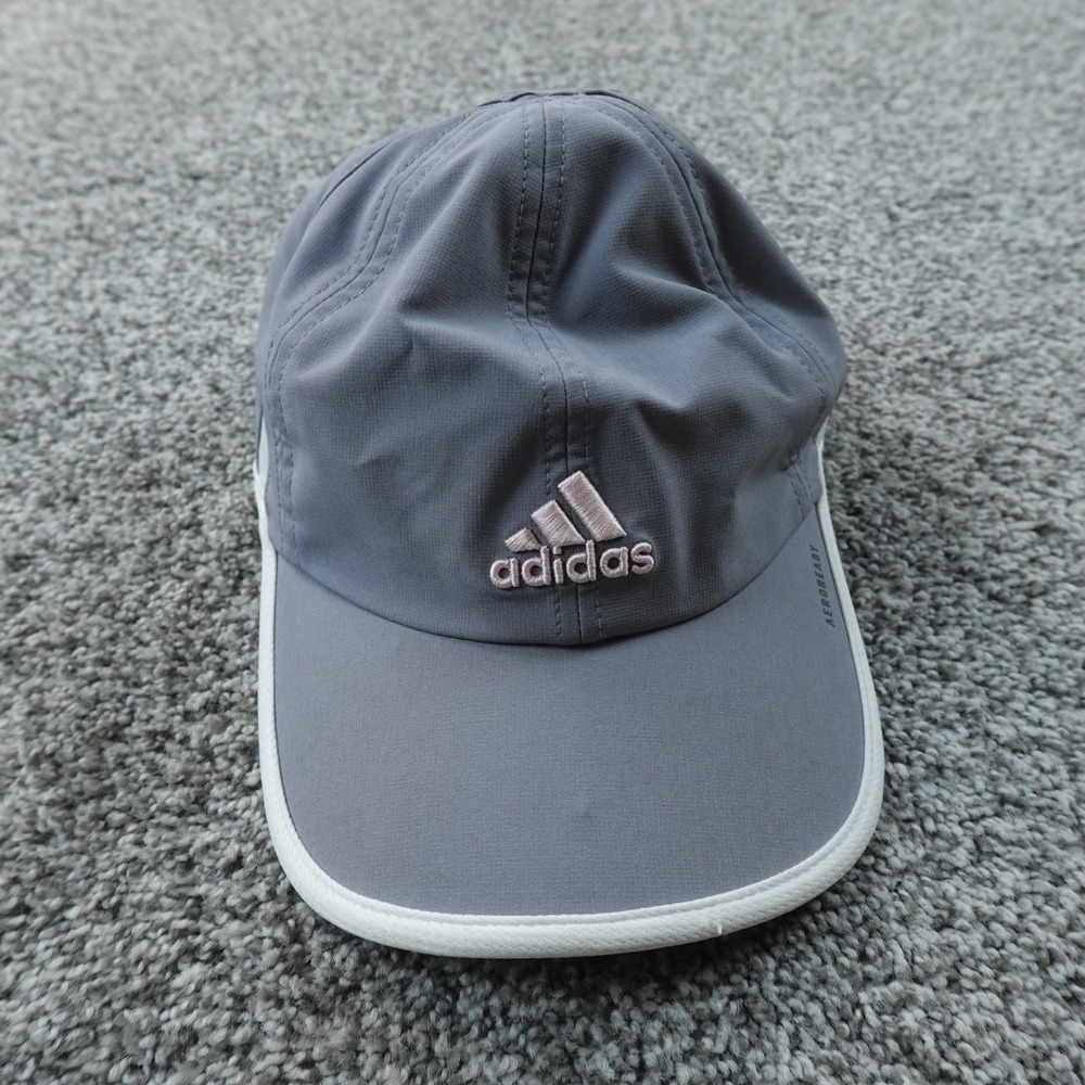 Adidas Hat Adjustable Strap Back Cap One Size Gray Lightweight Gym Running Mens